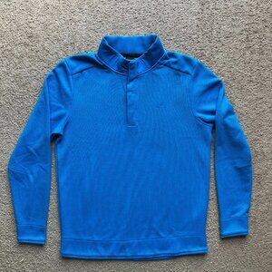 Under Armour Sweater Mens Large Henley Mock Neck Blue Fleece Long Sleeve